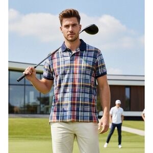 Polo Ralph Lauren Vintage, Plaid Polo Sz large, custom fit! 100% cotton!